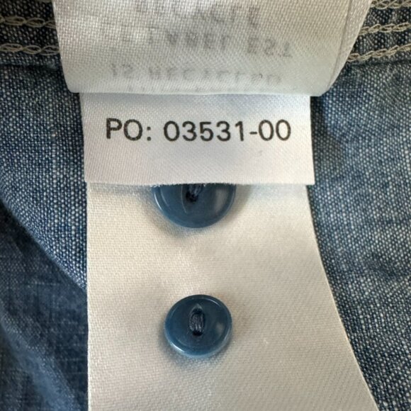 Outerknown Mens M Chambray Utility Shirt Button Front Denim Blue Long Sleeve Top - Picture 9 of 9